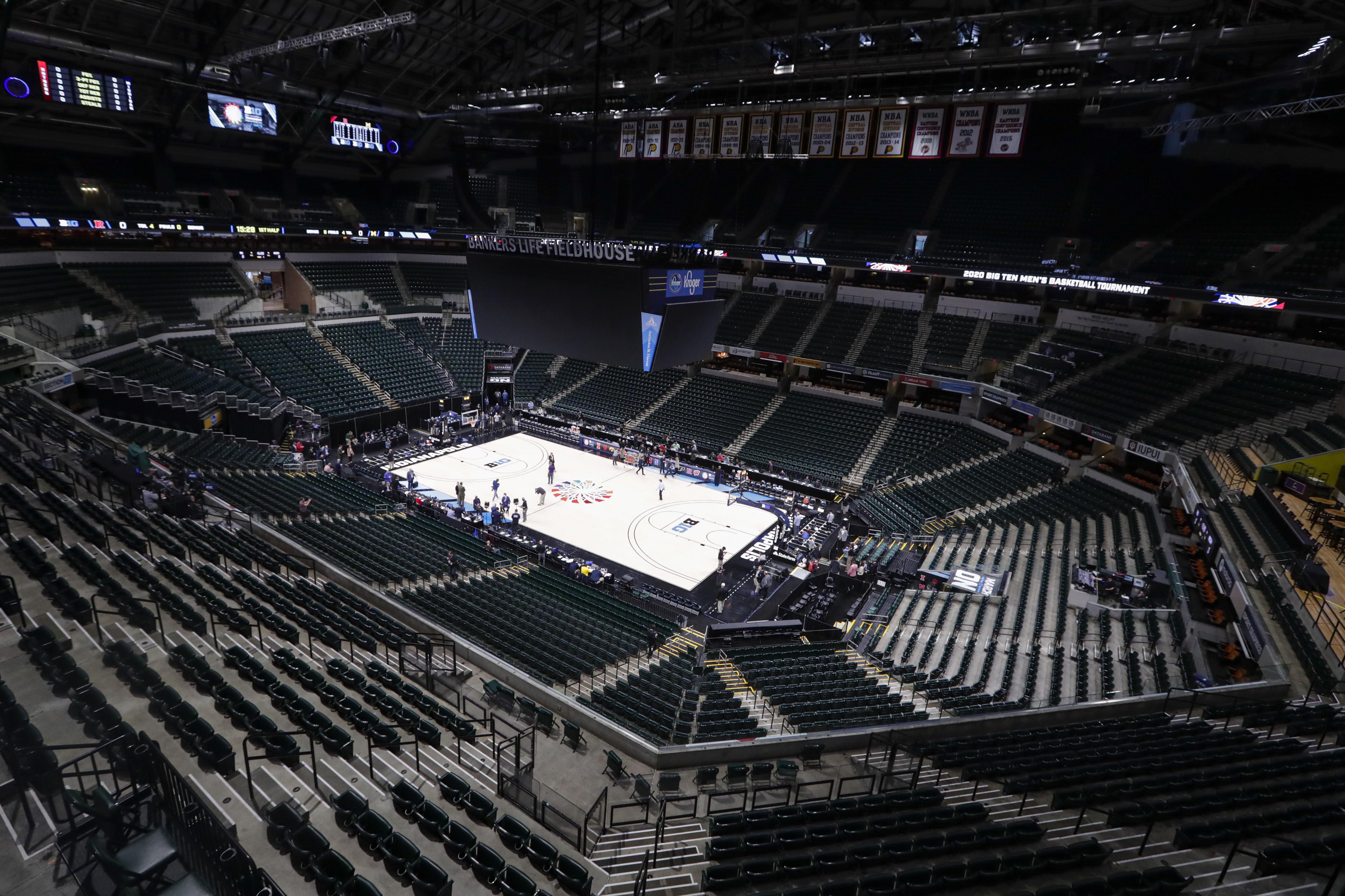 The seating area at Bankers Life Fieldhouse, Thursday, March 12, 2020, in Indianapolis