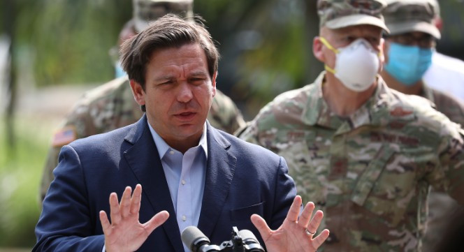 Florida Gov. Ron DeSantis gives updates about the state's response to the coronavirus pandemic during a press conference on April 17, 2020 in Fort Lauderdale, Fla. | Getty Images