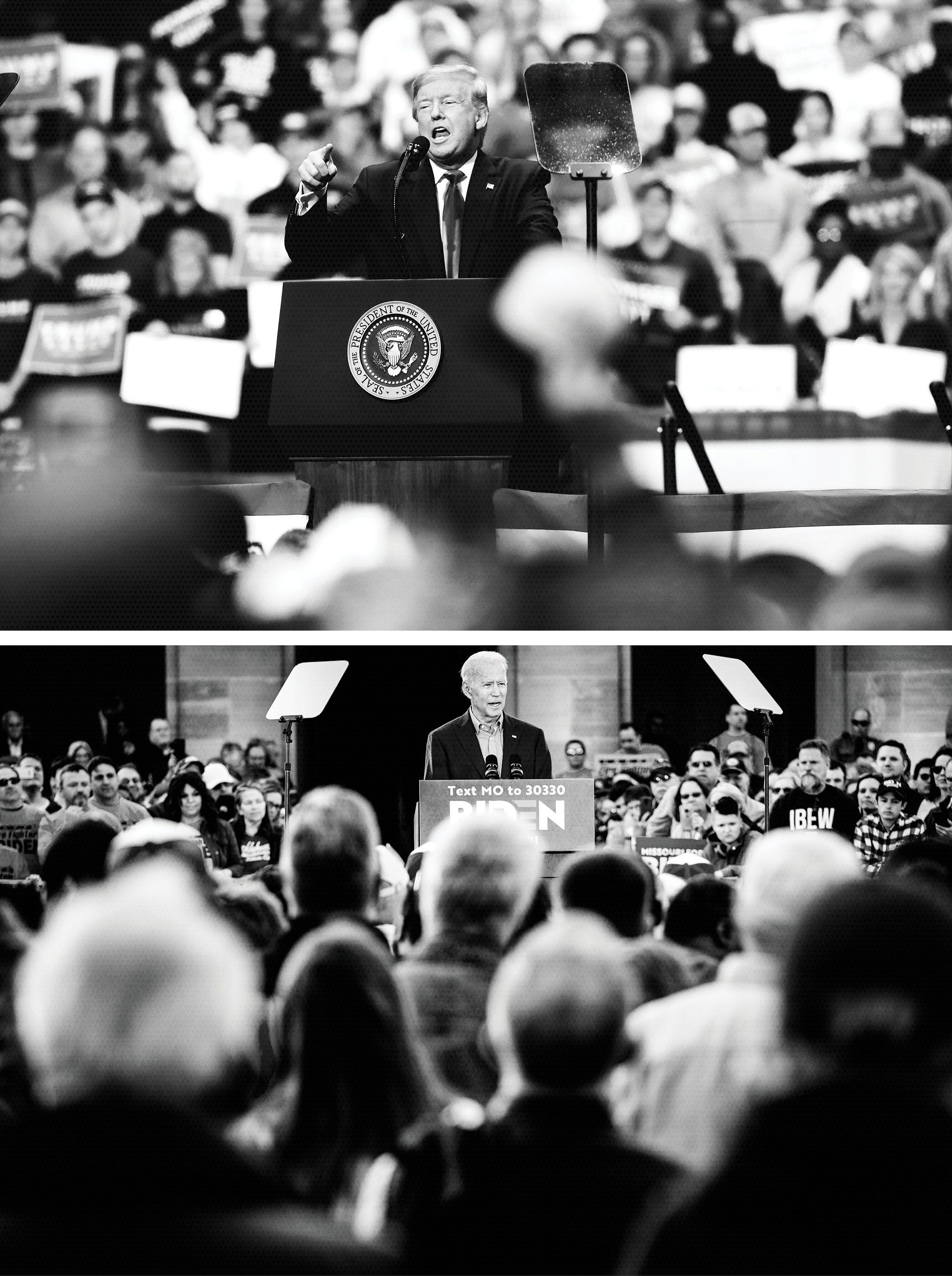 Photo collection of Donald Trump and Joe Biden campaigning